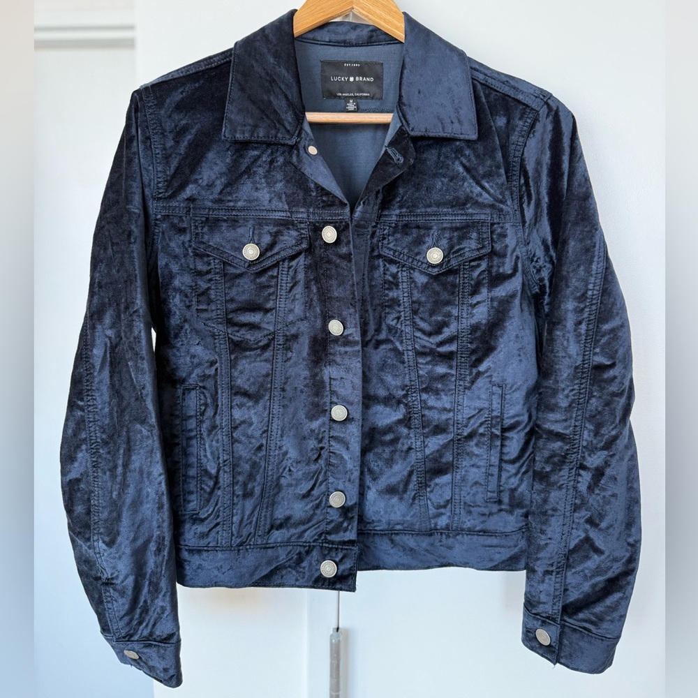 Lucky Brand Navy Velour Jacket, Size M
